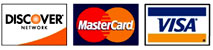 We Accept Discover Mastercard and Visa!